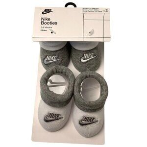2 Pair Nike Booties Newborn Size 0-6 Months Gray